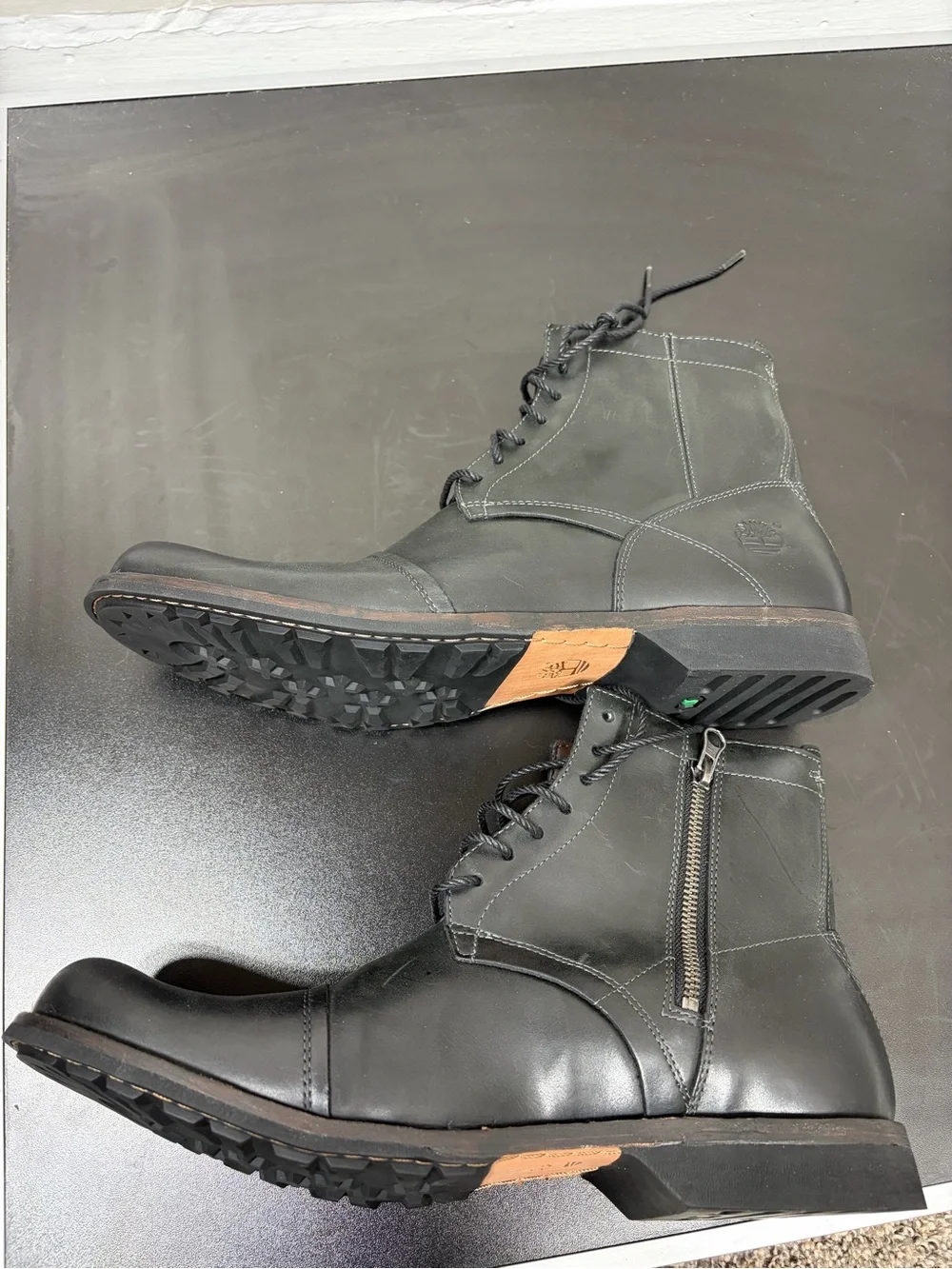 Timberland Earthkeepers City Premium Cap Toe Boots Black Leather Side Zip 10.5